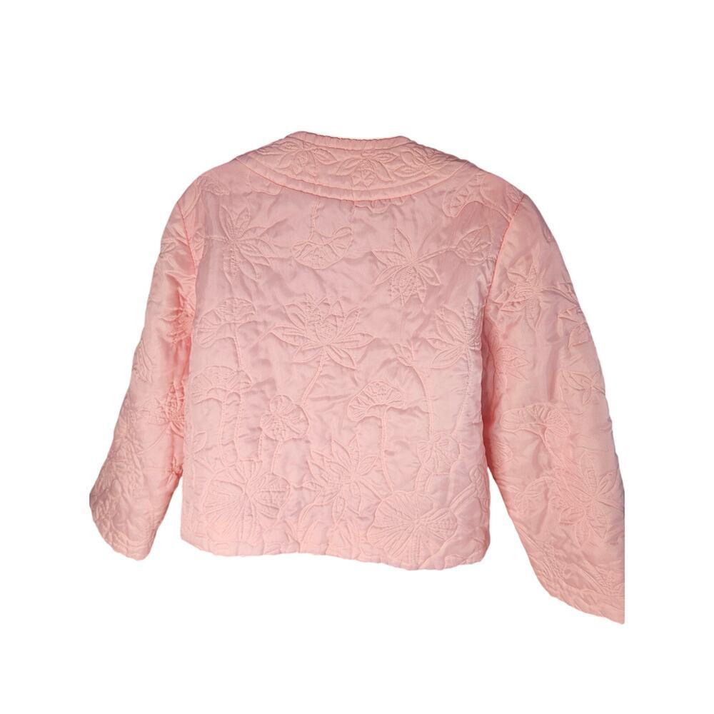 Neiman Marcus Pink Quilted Jacket Sz M Vintage Floral Pattern - Picture 4 of 7